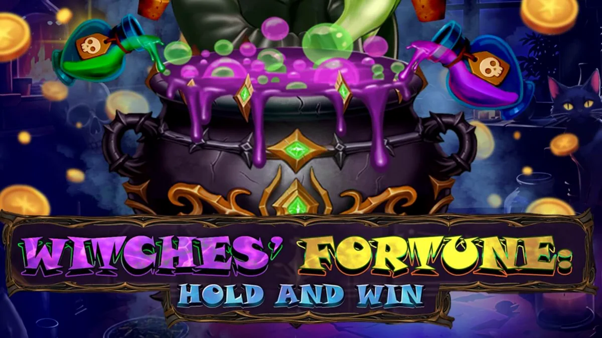 Tampilan visual slot Witches’ Fortune: Hold & Win dengan tema penyihir